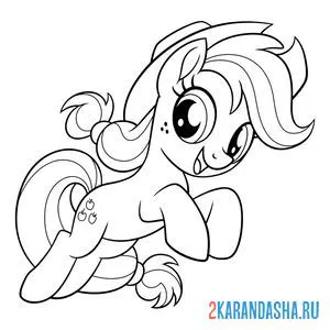 Раскраска веселая девочка пони эппл джек онлайн