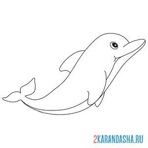 Раскраска дельфин плывет онлайн