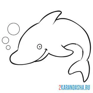 Раскраска дельфин  пускает пузыри онлайн