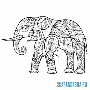 Раскраска слон онлайн