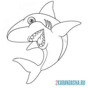 Раскраска синяя акула онлайн