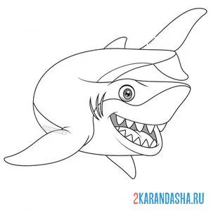 Раскраска акула добрая онлайн