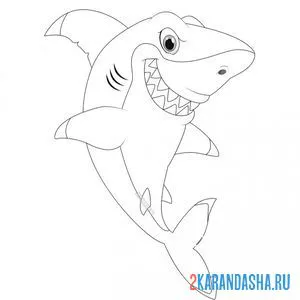 Раскраска носатая акула онлайн