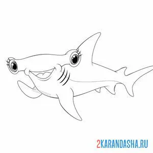 Онлайн раскраска акула-молот