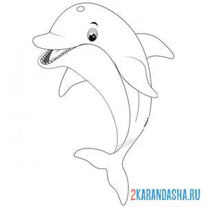 Раскраска морской обитатель дельфин онлайн