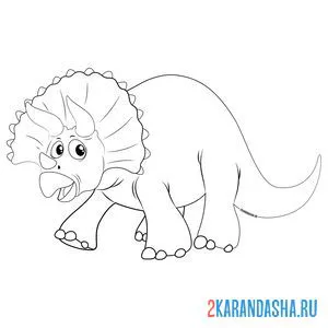 Раскраска осмотрительный динозавр трицератопс онлайн