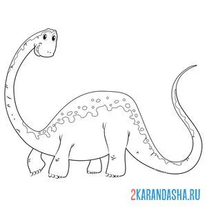 Распечатать раскраску какая длинная шея у динозавра на А4