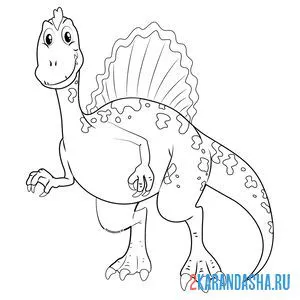 Распечатать раскраску динозавр спинозавр на А4