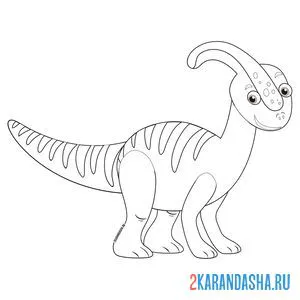 Распечатать раскраску динозавр  паразауролоф подросток на А4