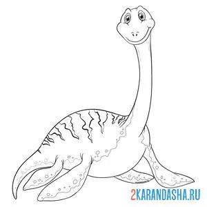 Раскраска водный динозавр онлайн