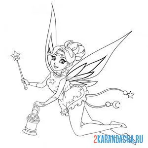 Раскраска красивая принцесса фея онлайн