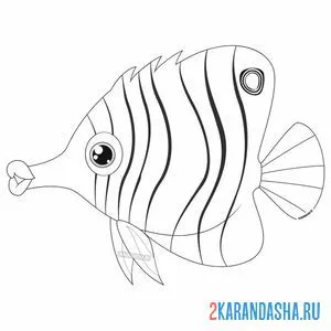 Раскраска масковая бабочка рыба онлайн