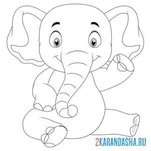 Раскраска ушастый слоник онлайн