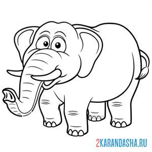 Раскраска слон с добрыми глазами онлайн