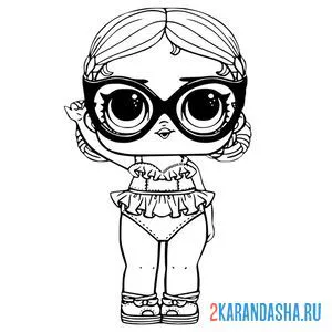 Раскраска кукла лол в очках и купальнике vacay baby онлайн