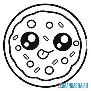Онлайн раскраска вкусная пицца с глазками. кавай