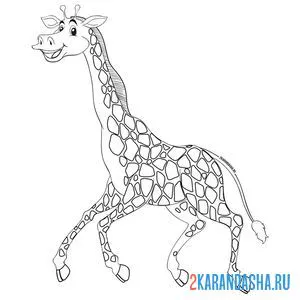 Раскраска бегущий жираф онлайн