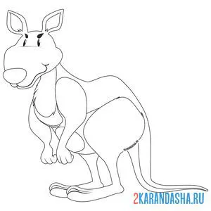 Раскраска кенгуру задумался онлайн