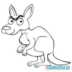 Раскраска суровый кенгуру онлайн