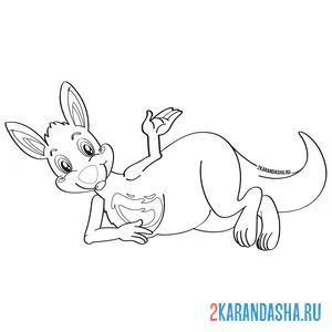 Раскраска кенгуру лежебока онлайн