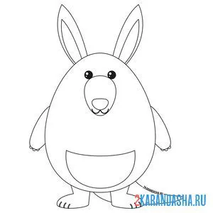 Раскраска кенгуру из простых линий онлайн