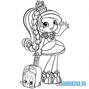 Раскраска shopkins кукла путешественница с чемоданом онлайн