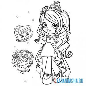 Онлайн раскраска шопкинс кукла невеста с букетом цветов
