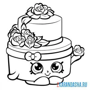 Раскраска шопкинс свадебный торт онлайн