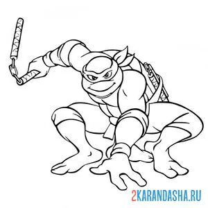 Раскраска микеланджело черепашка-ниндзя онлайн