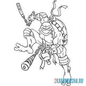 Онлайн раскраска микеланджело черепашка-ниндзя идет в атаку