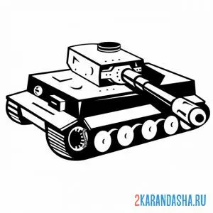 Распечатать раскраску ретро танк, вторая мировая война на А4