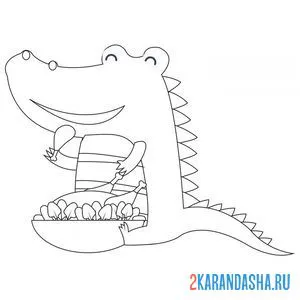 Раскраска крокодил обедает онлайн