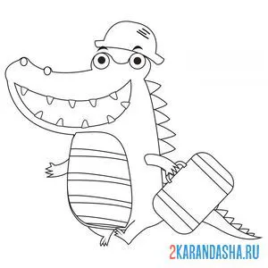 Раскраска крокодил турист онлайн