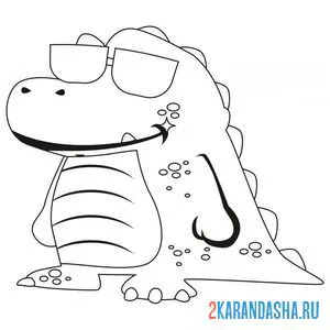 Раскраска крокодил крутой в очках онлайн