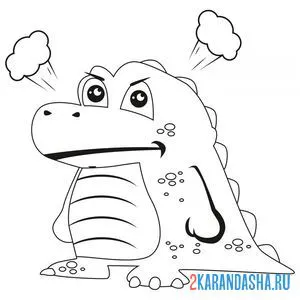 Раскраска крокодил разозлился онлайн