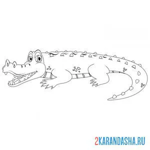 Раскраска крокодил греется на солнце онлайн