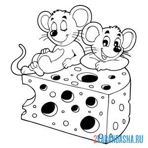 Раскраска мышки на сыре онлайн