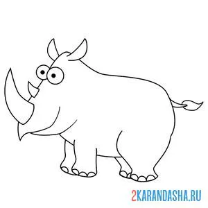 Раскраска носорог простой онлайн