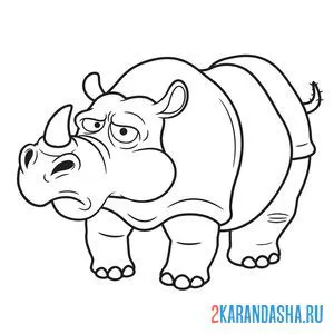 Раскраска уставший носорог онлайн