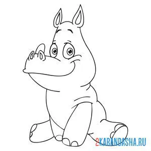 Раскраска малыш носорог онлайн