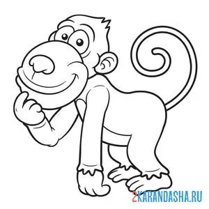 Раскраска смешная обезьянка онлайн