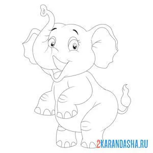 Раскраска индийский слон онлайн