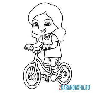 Распечатать раскраску девочка на велосипеде на А4