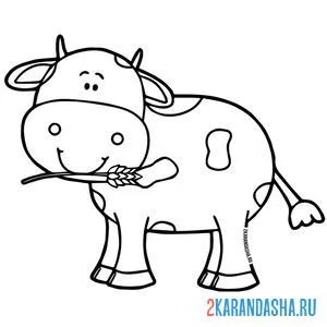 Раскраска теленок улыбается онлайн