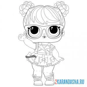 Раскраска кукла лол в очках добрый бон (bon bon) онлайн