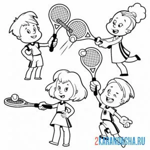 Раскраска большой теннис ракетки онлайн