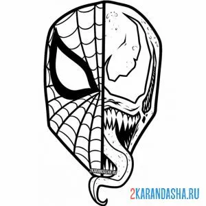Раскраска маска венома и человека-паука онлайн