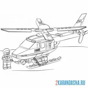 Распечатать раскраску лего вертолет конструктор на А4
