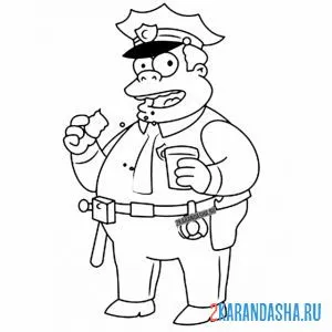 Раскраска полицейский из симпсонов онлайн