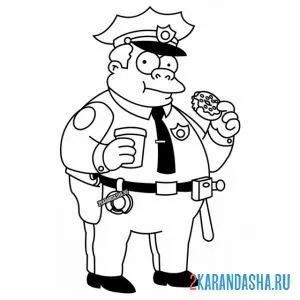 Раскраска полицейский мультик симпсоны онлайн